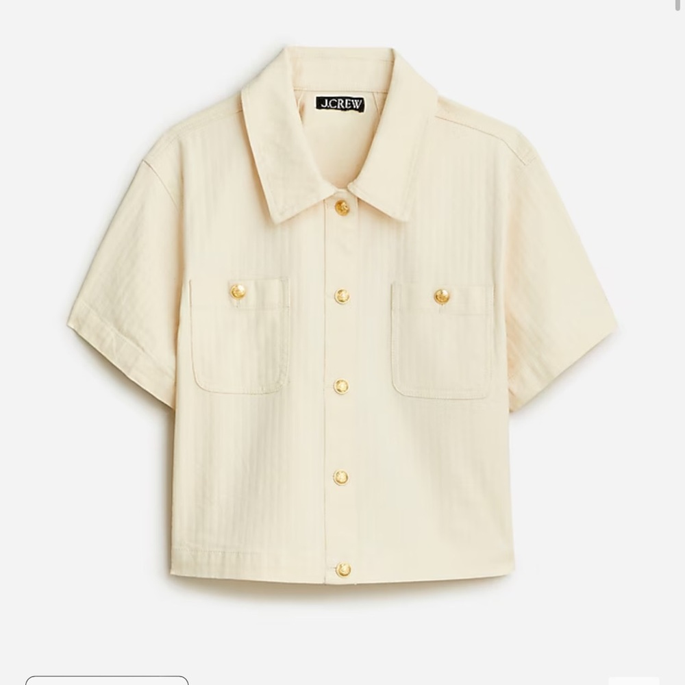 Denim button-up top in ecru NWT